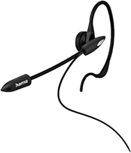 Hama Căști cu microfon pentru telefoane fără fir (mufă de 2,5 mm, căști cu fir, căști cu microfon pentru ureche, mono, purtabile pe o singură parte, cu cârlig, mute, clip) negru