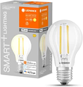 LEDVANCE Lampă LED inteligentă cu LED cu tehnologie WiFi, soclu E27, reglabilă, alb cald (2700 K), înlocuiește lămpile cu incandescență de 60 W, Classic Dimmable, 1 bucată (1 pachet)