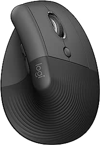 Logitech Lift Vertical Ergonomic Mouse, wireless, Bluetooth sau Logi Bolt USB Receiver, clicuri silențioase, 4 butoane, compatibil cu Windows/macOS/iPadOS, laptop, PC - Gri