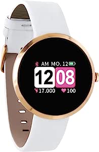 X-WATCH 54035 SIONA Color FIT Color TFT Smartwatch pentru femei, urmăritor de activitate pentru Android și Apple iOS Pure Polar alb