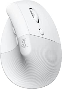 Logitech Lift for Mac, mouse ergonomic vertical fără fir, Bluetooth, clicuri silențioase, Smartwheel silențios, 4 butoane personalizabile, compatibil cu macOS/iPadOS/MacBook/iMac/iPad - alb