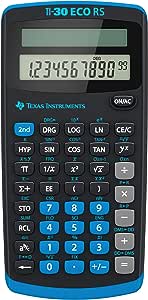 Texas Instruments TI 30 ECO RS Calculator (ecran cu 10 cifre, alimentat cu energie solară, Blue Angel) albastru deschis-negru