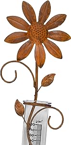 ARTECSIS 1x Grădină Plug Rain Gauge Sunflower din metal ruginit pentru balcon, grădină, terasă