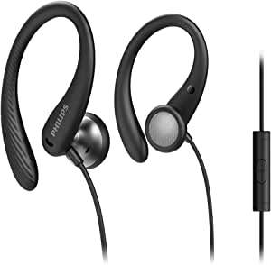 Philips Audio Philips Căști intraauriculare Philips cu microfon/căști pentru fitness și sport (cu cablu) / IPX2 rezistente la transpirație, cârlig flexibil pentru ureche, fixare sigură, telecomandă în linie TAA1105BK/00