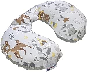 Medi Partners NECK CUSHION Kids Neck Pillow 100% Bumbac / Minky Baby Neck Cushion pentru mașină Stroller Car Ride Travel Sleep Neck Pillow Snooze Roll (Deer cu Minky gri)
