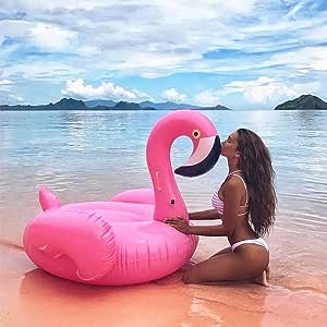 SKY TEARS Inflatable Flamingo Inflatable Flamingo Pool Float, Suporturi de flotoare de piscină, Piscină mare în aer liber Calitate premium și flotor PVC de dimensiuni mari ，Pentru viață vă aduce o mare bucurie