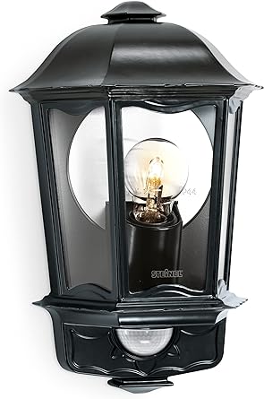 Steinel lampă de perete pentru exterior L 190 S negru, detector de mișcare la 180°, rază de acțiune de 12 m, lumină blândă, lumină de bază, lumină permanentă, negru