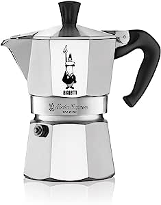 Bialetti - Moka Express: Mașină de espresso iconică pentru aragaz, prepară adevărata cafea italiană, vas Moka 4 cești (190 ml), aluminiu, argintiu.