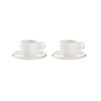 Guzzini - Gocce, 2 cești de espresso cu farfurii - Transparent, 25 x 17 x h9 cm | 50 cc - 26690000