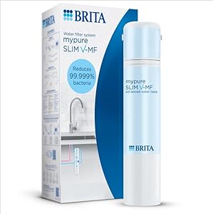 Sistem de filtrare BRITA mypure SLIM V-MF incl. 1x filtru (8000L) - sistem de spălare sub jet pentru robinetul dvs. pentru o apă bună, fără bacterii la 99,999% - cu temporizator digital