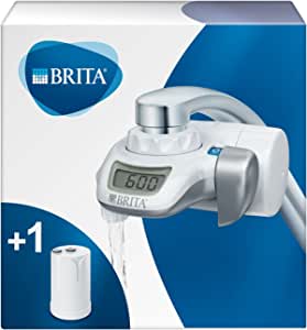 Filtru de apă BRITA On Tap cu afișaj digital LCD, reduce clorul, microplasticele, bacteriile și metalele grele/filtrează până la 600 de litri de apă de la robinet, Bianco, 1 bucată (1 pachet)