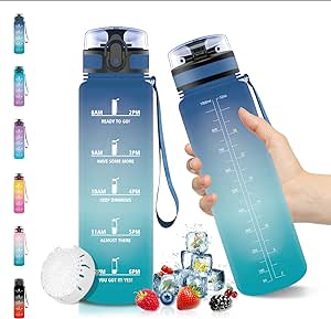 Sticlă de băut sport Vikaster, 500ml / 1L / 1.5L Sticlă de apă din plastic Tritan fără BPA, fără scurgeri, carbogazoasă, sticlă de sport pentru bicicletă, copii, școală, fitness, yoga