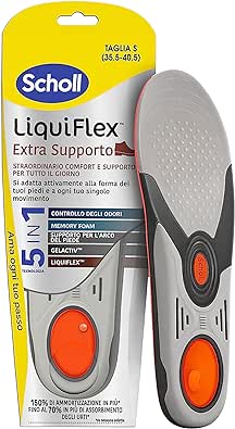 Scholl Liquiflex Liquiflex Extra Support, tălpi ajustabile, cu inhibare a mirosurilor, din spumă cu memorie cu tehnologie 5 în 1, pentru pantofi de lucru,