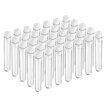 Aibadaliu 50 de bucăți eprubete din plastic transparent 12 x 75 mm cu capacul de 5 ml, 5 ml