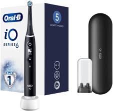 Periuță de dinți electrică Oral-B iO Series 6N, Bluetooth, 5 moduri de periaj, 2 periuțe, 1 husă de călătorie, neagra