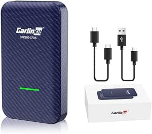 Carlinkit 4.0 Adaptor wireless Apple CarPlay & Android Auto 2 în 1, pentru mașini CarPlay cu fir, anul modelului: 2016-2023, Plug & Play, suportă actualizare online