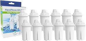 Cartușe filtrante Aquahouse AH-PBC, compatibile cu filtrele de apă de masă Brita Classic, Kenwood, Laica, PearlCo, Dafi, Mavea 107007, cartușe filtrante universale pentru filtrele de apă convenționale, 12 bucăți