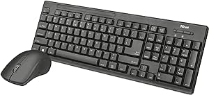 Trust Ziva Keyboard RF Wireless Spanish Black - Tastaturi (Standard, Wireless, RF Wireless, Comutator de taste cu membrană, Negru, Mouse inclus)