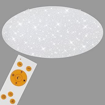 BRILONER Leuchten - Plafonieră cu LED, reglabilă, culoare reglabilă: de la alb cald la alb rece, plafonieră cu funcție de lumină de noapte, funcție de temporizare, telecomandă, D: 74 cm, 80 W [clasa energetică E]