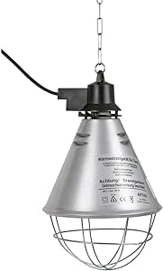 Încălzitor radiant cu infraroșu Kerbl pentru purcei / pui (fără lampă, abajur din aluminiu ř 21 cm, cablu 5,0 m, inclusiv lanț de fixare, capacitate de încărcare 20 kg, cu fante de ventilație) 22318, argintiu