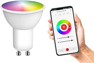 Lampă reflector cu LED EMOS GoSmart, MR16 ZigBee 4,8W de înlocuire pentru 35W, luminozitate 400 lm, RGB, culoarea luminii 2700-6500 K, gateway ZigBee, compatibilă cu aplicația Tuya GoSmart, asistent vocal, soclu GU10, alb