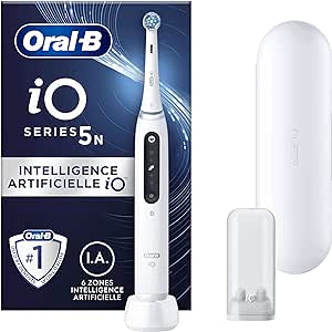 Periuță de dinți electrică Oral-B iO5N cu mâner reîncărcabil, inteligență artificială iO, 1 cap și husă de călătorie, alb
