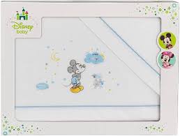 Amazon Disney, cearșafuri de flanel pentru patut mic Mickey Mouse, albastru