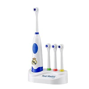 Periuță de dinți Real Madrid, WC, igienă orală, periuță cu vibrații, cu baterii, alb, produs oficial (CyP Brands)