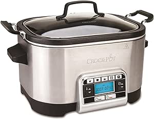 Crockpot Multi-Cooker | Aparat de gătit lent programabil | Pentru sărat, prăjit și gătit la aburi | 5,6 litri (6-7 persoane) | bol detașabil [CSC024X]