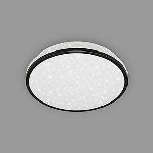 BRILONER Leuchten - Plafonieră cu LED, lampă de baie, lampă de baie cu decor stea, IP44, 12 Watt, 1.200 Lumen, 4.000 Kelvin, alb-negru, 280x70mm (DxH), 3403-015