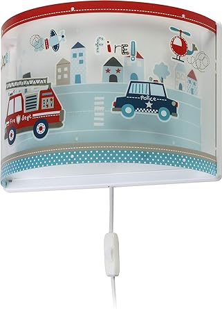 Dalber lampă de perete pentru copii camera copiilor, lampă de perete pentru copii lampă de perete mașini de poliție poliție albastru, 60618, E27 [clasa energetică A]