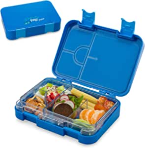 Schmatzfatz Junior Lunchbox Kids cu compartimente| BPA Free Lunchbox Kids| Bento Box Kids | Breadbox| Snackbox | Perfect pentru școală, grădiniță și în mișcare (albastru)