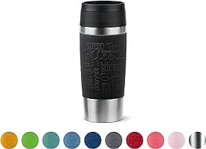 Emsa N20202 Travel Mug Cană de călătorie Cană clasică cu vid de 0,36 litri , nou capac cu șurub confort , din oțel inoxidabil , 4h cald și 8h rece , 100% etanșă , lavabilă în mașina de spălat vase , deschidere pentru băut la 360° , negru