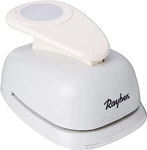 Rayher Hobby 69084000 Perforator cu motive rotunde/circulare, ø 7,60 cm- 3 inch, potrivit pentru hârtie/carton până la 220g/m² - Alb