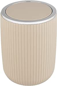 WENKO coș de gunoi cu capac basculant Agropoli S Bej, 2 litri, coș de gunoi pentru baie cu capac, coș de gunoi din plastic de înaltă calitate, cu design din plastic și suprafață texturată, Ø 14,5 x 20 cm