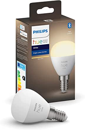 Philips Hue White E14 candelabru pachet unic 470lm, lumină albă caldă, reglabilă, controlabilă prin aplicație, compatibilă cu Amazon Alexa (Echo, Echo Dot)