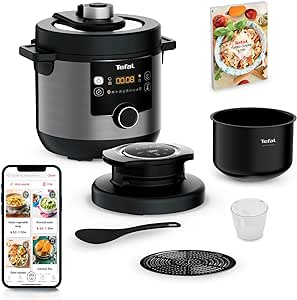 Tefal CY7788 Turbo Cuisine & Fry Multicooker | Aparat de gătit sub presiune și aparat de prăjit cu aer cald | 14 programe automate de gătit | Capac extra crocant | versatil | capacitate de 7,6 L | inclusiv caiet de rețete și aplicație de rețete