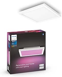 Plafonieră Philips Hue White & Color Ambiance Surimu Panel 30 x 30 cm (1.760 lm), plafonieră reglabilă pentru sistemul de iluminat Hue cu 16 milioane de culori, control inteligent al luminii prin voce sau aplicație, alb