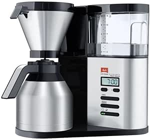 Melitta AromaElegance Therm DeLuxe - Cafetieră cu filtru - Funcție temporizator - Opritor de picurare - 10 cești - Negru/ Oțel inoxidabil (1012-06)