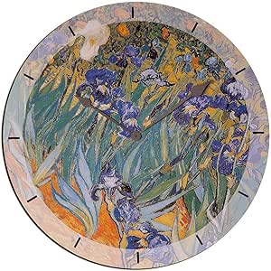 Artopweb Van Gogh - Ceasuri de perete Irises, lemn, multicolor, dimensiuni: 60 x 60 cm