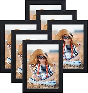 EXYGLO set de 6 rame foto 15x20 cm, colaj de rame foto negru pentru fotografii și imagini 20x15 cm, cadru întunecat, ușor și subțire - suport de perete sau de masă