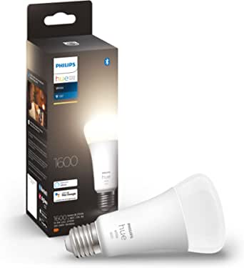 Philips Hue White E27 pachet unic 1600lm, lumină albă caldă, reglabilă, controlabilă prin aplicație, compatibilă cu Amazon Alexa (Echo, Echo Dot)