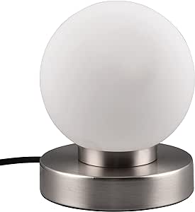 Reality Leuchten Lampă de masă Prinz II R54011001, metal nichel mat, sticlă albă, excl. 1x E14, On/Off Touch