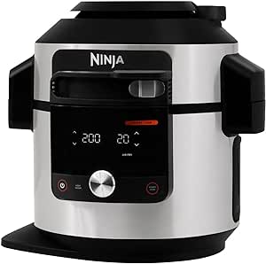 Ninja Foodi MAX Multicooker cu capac inteligent, 7.5L, 14 în 1, Multicooker 14 în 1, aparat de gătit sub presiune, aparat de gătit sub presiune, aparat de prăjit cu aer cald Airfryer, Slow , senzor digital de temperatură, oțel inoxidabil, OL750EU