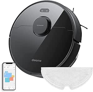 dreame D9 Max robot aspirator cu navigare cu laser 4000Pa robot aspirator cu funcție de mopping 150min timp de funcționare robot aspirator și mopping robot cu conexiune App / Alexa robot aspirator cu detectare covor, negru