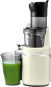 Aobosi Juicer Slow Juicer pentru fructe și legume întregi și BPA-Free, Juicer Electric cu deschidere de 80 mm, Juicer de legume și fructe câștigător al testului de testare, funcție inversă, motor silențios, galben