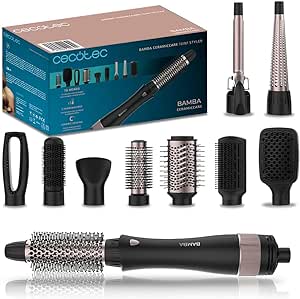 Uscător de păr Cecotec 3 în 1 Bamba CeramicCare 3in1 Styler, 1200 W, îndreaptă, ondulează, ondulează, adaugă volum și usucă părul, 10 capete interschimbabile, 3 temp, 2 viteze, acoperire ceramică