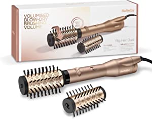 BaByliss Big Hair perie rotativă dublă cu aer cald, cu tehnologie cu ioni, 2 accesorii, șampanie, 33,2 x 6 x 6 cm, AS952E