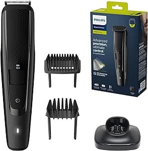 Aparat de tuns barba Philips S5000 - Aparat electric de tuns barba pentru bărbați cu pieptene pentru barbă, sistem Lift and Trim Pro, 40 de lungimi de tăiere reglabile, funcționare cu baterie 90 minute, timp de încărcare 1 oră (model BT5515/20)