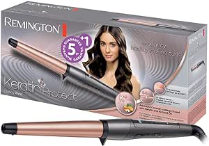 Remington ondulator [în formă de con 19-28mm] Keratin Protect (acoperire ceramică de înaltă calitate cu & ulei de migdale) - Afișaj digital până la 210 ° C, bucle naturale, bucle spiralate și valuri de plajă, CI83V6